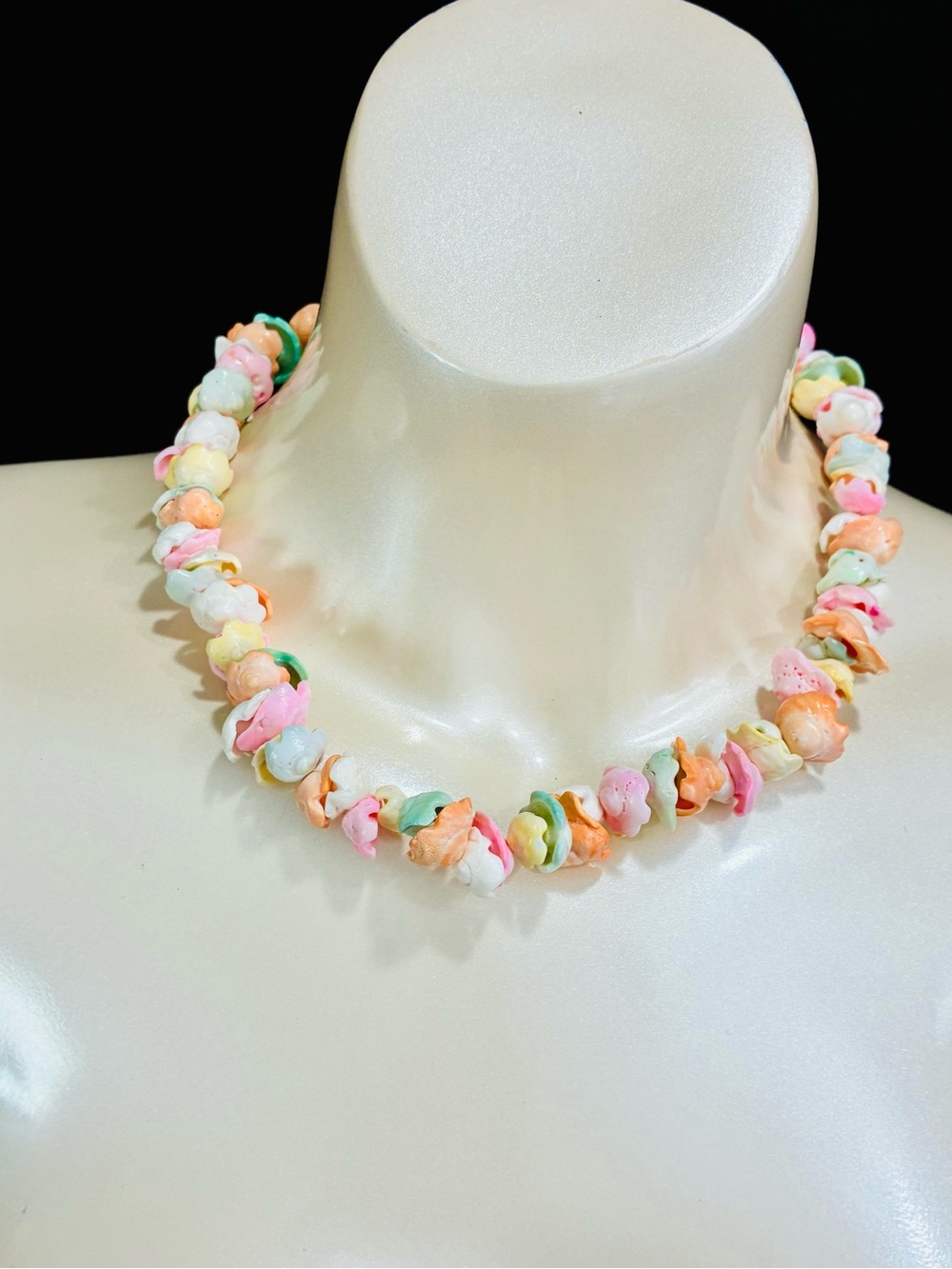 VTG Pastel Multicolor Shell Bead Necklace - ICE CREAM SCOOPS Women's Jewelry